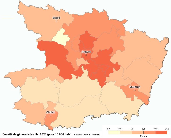 Carte de densité des médecins généralistes